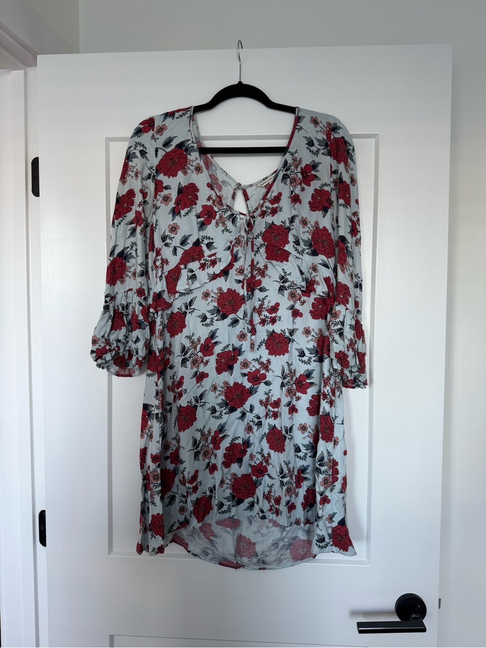 American Eagle Outfitters Light Blue Floral Long Sleeve Dress
